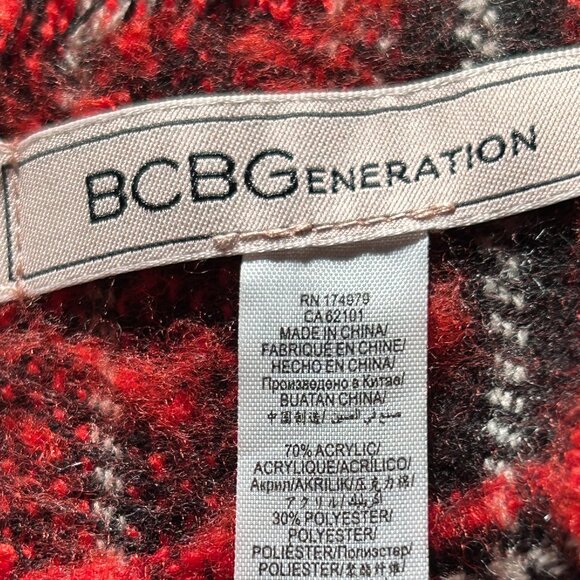 BCBGeneration Oversized Scarf Red Black Old $ Preppy Staple Academia Heritage - Picture 6 of 7